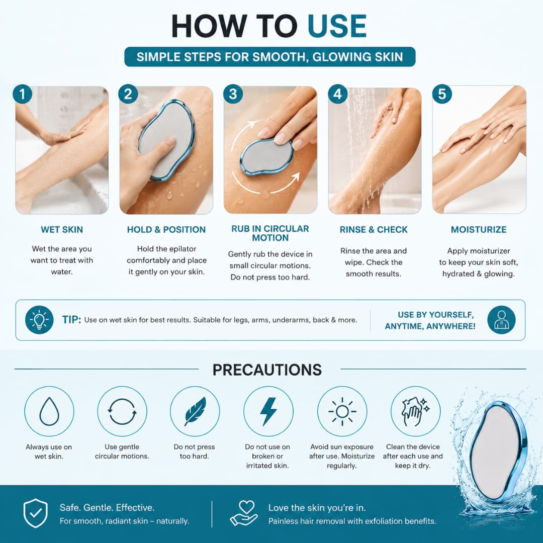 Reusable Crystal Hair Remover & Exfoliator – Pain-Free Smooth Skin