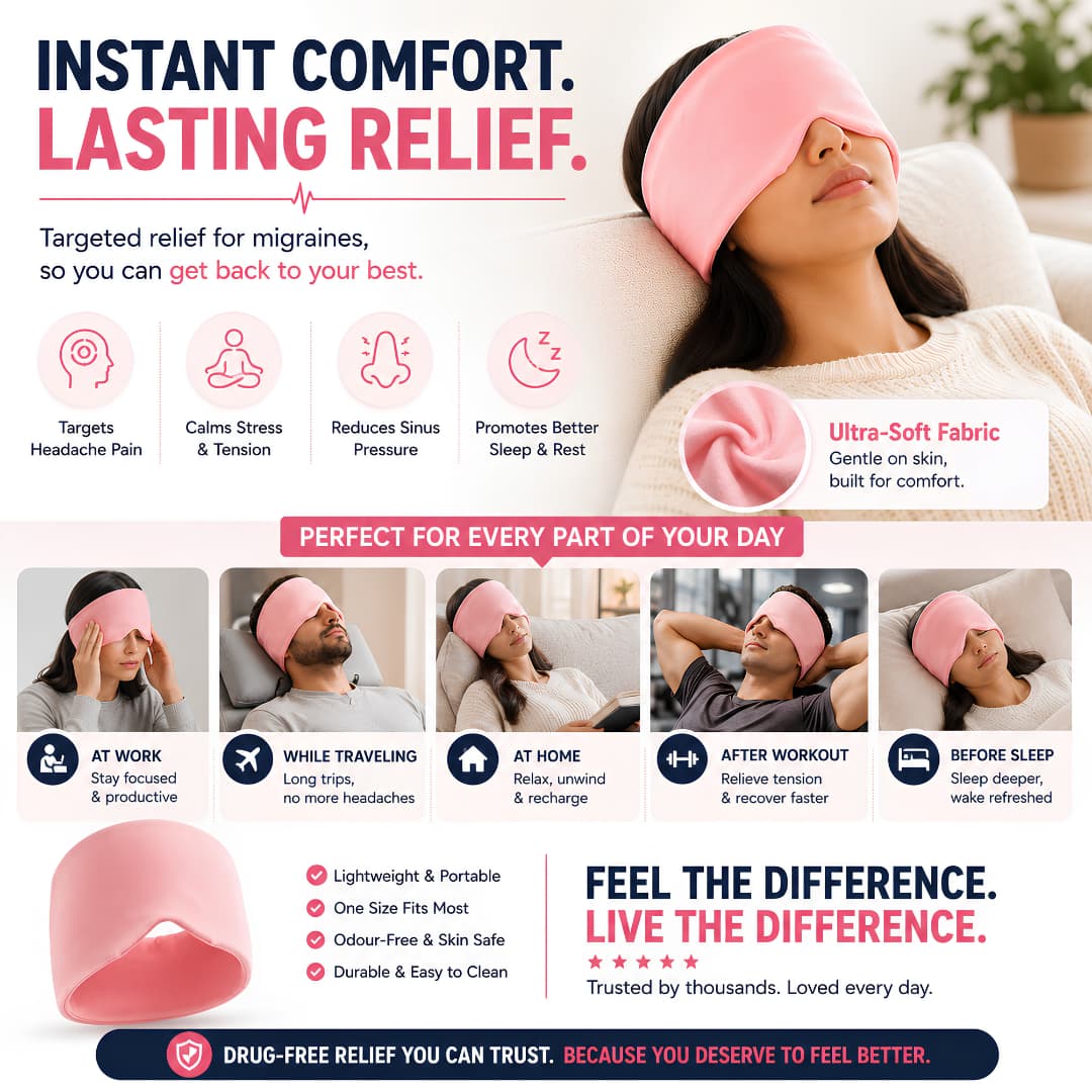 Migraine Relief Cap – Hot & Cold Therapy Headache Relief Mask
